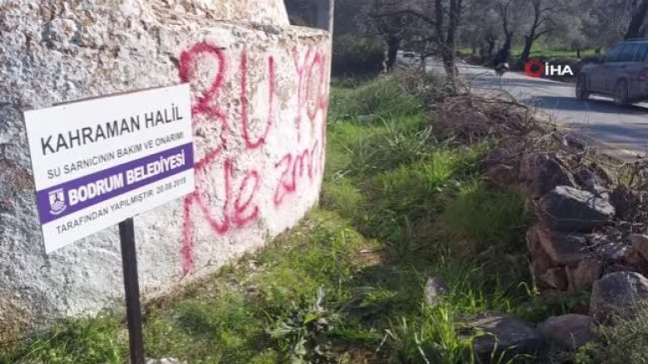Bodrum'da Tarihi Su Sarnıcını Eylem Duvarına Çevirdiler