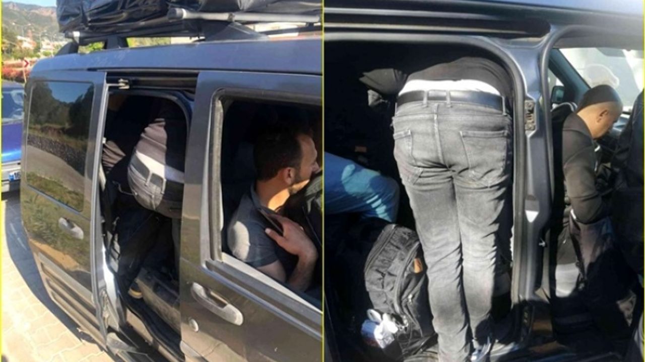 Marmaris'te Durdurulan 4 Kişilik Araçta 13 Düzensiz Göçmen Yakalandı