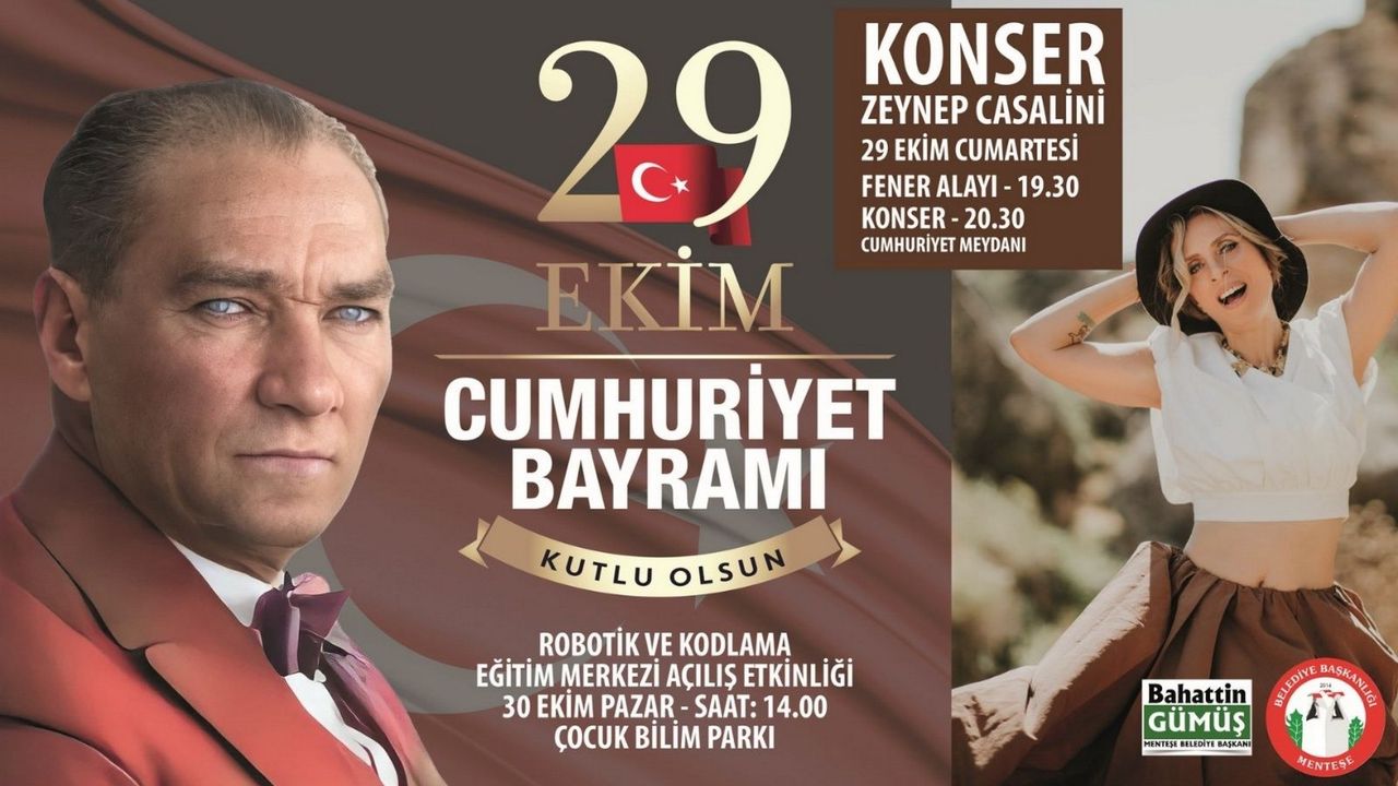 Cumhuriyet Bayramı Kutlamaları Kapsamında Menteşe'de Zeynep Casalini Konser Verecek