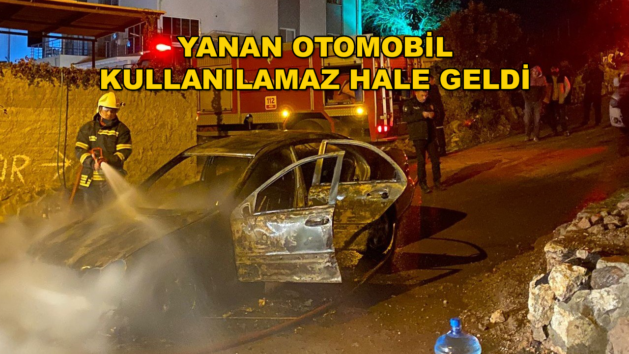 Bodrum'da Park Halindeki Otomobil Alev Alev Yandı