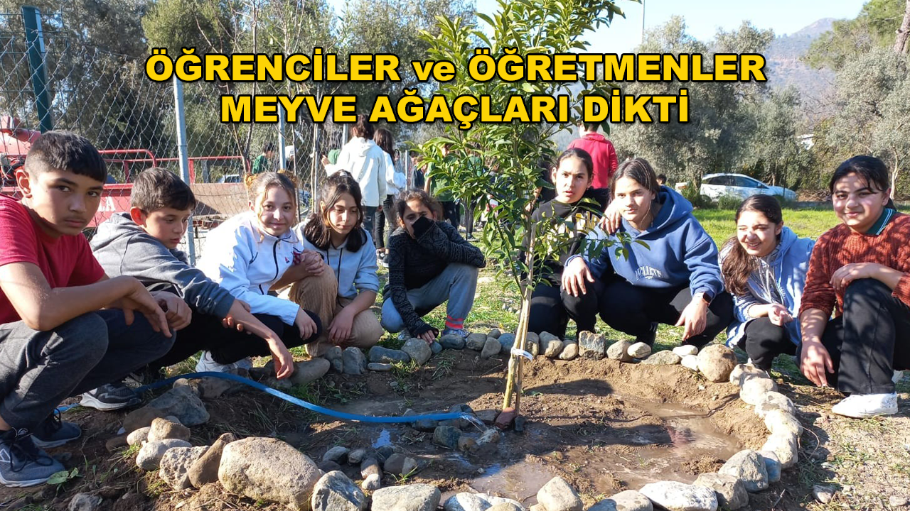 Köyceğiz'deki Toparlar Ortaokulu Bahçesine Meyve Ağaçları Dikildi