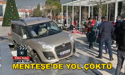 Menteşe'de Bir Araç Su Fıskiye Alanının Çökmesine Neden Oldu
