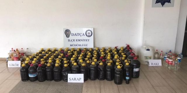 DATÇA'DA SAHTE İÇKİ YAKALANDI