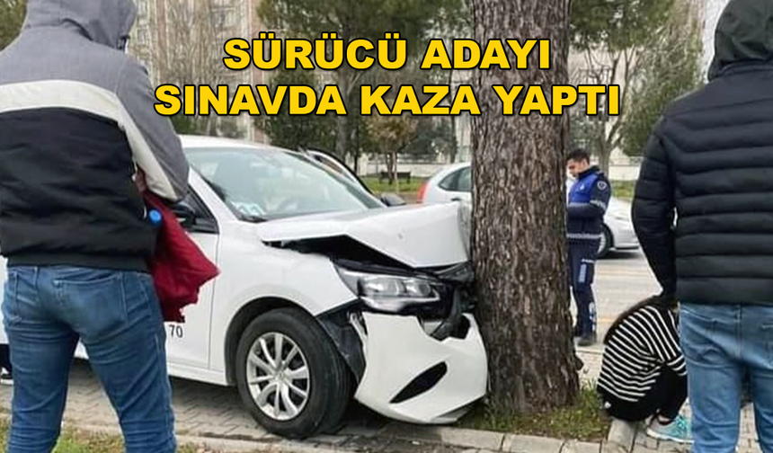 MENTEŞE'DE DİREKSİYON SINAVINA GİREN ADAY SÜRÜCÜ KAZA YAPTI